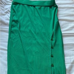 Button side ripped midi skirt